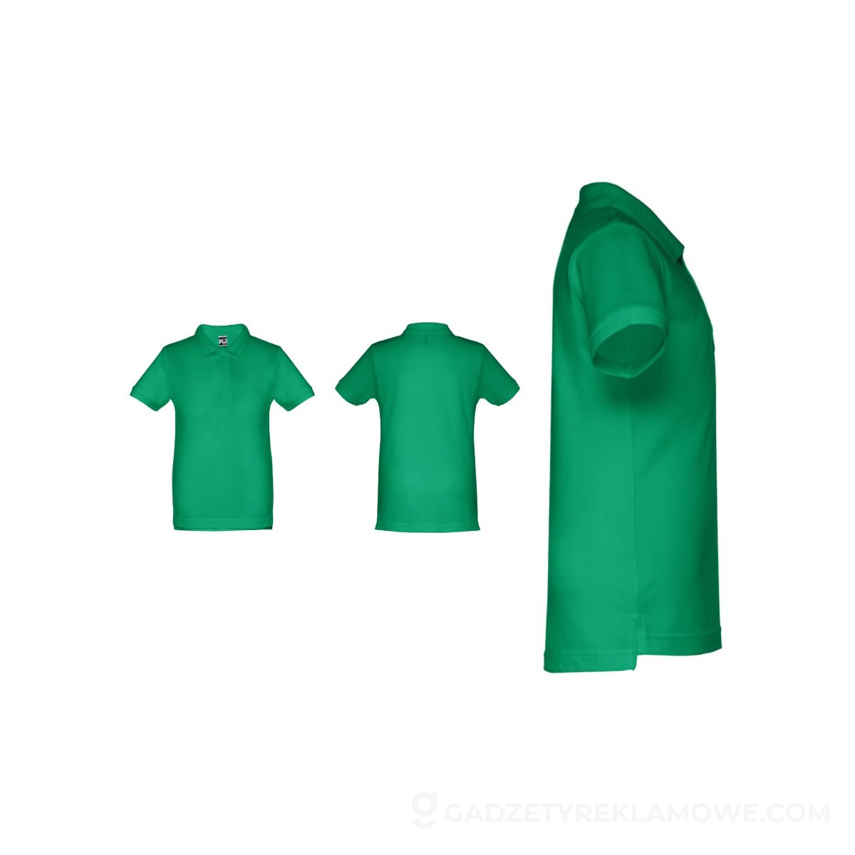 THC ADAM KIDS. Bawełniana koszulka polo z krótkim rękawem dla dzieci (unisex) - Zielona