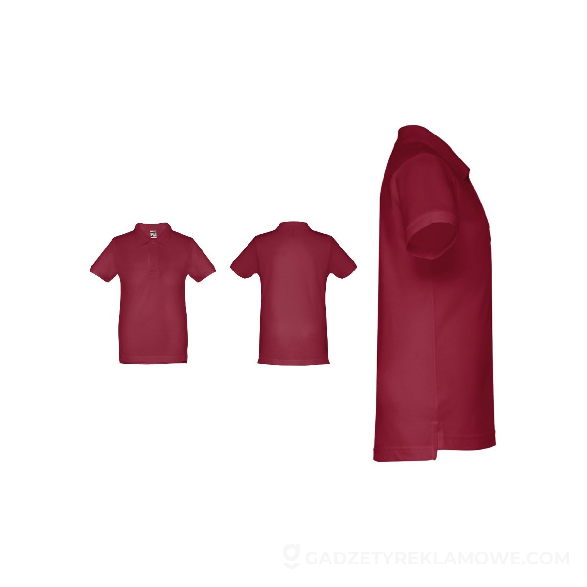 THC ADAM KIDS. Bawełniana koszulka polo z krótkim rękawem dla dzieci (unisex) - Burgund