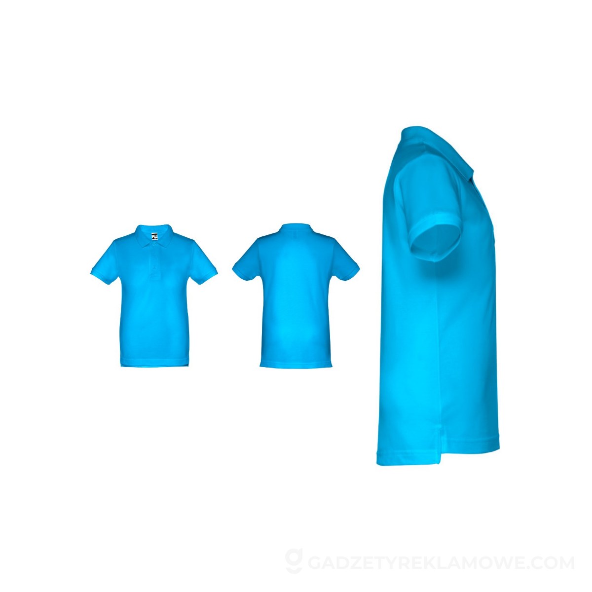 THC ADAM KIDS. Bawełniana koszulka polo z krótkim rękawem dla dzieci (unisex) - Morska niebieska