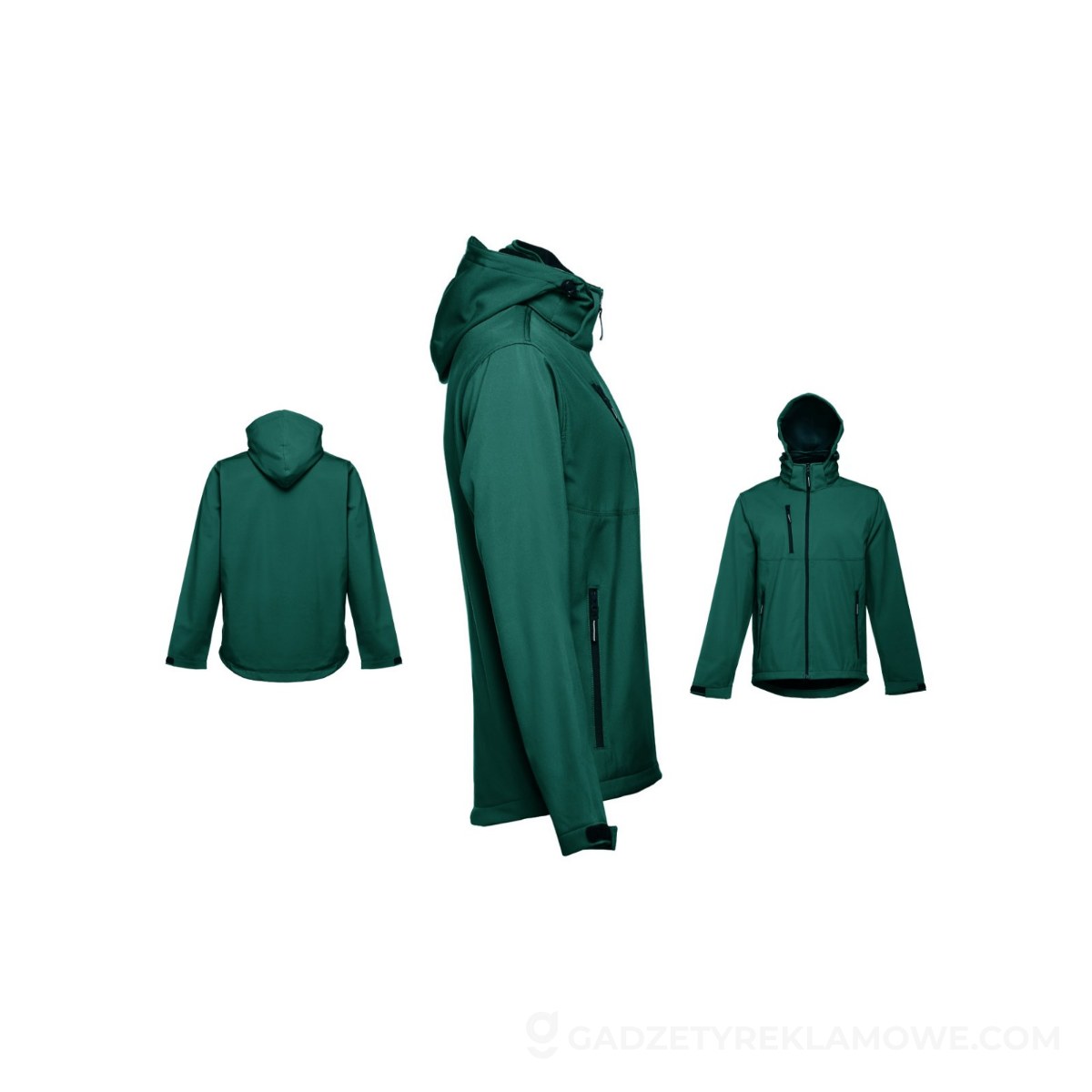 THC ZAGREB. Męska kurtka softshell z poliestru i elastanu - ciemnozielona