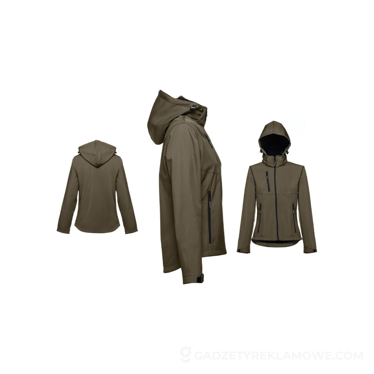 THC ZAGREB WOMEN. Damska kurtka softshell taliowana - Wojskowa zielona