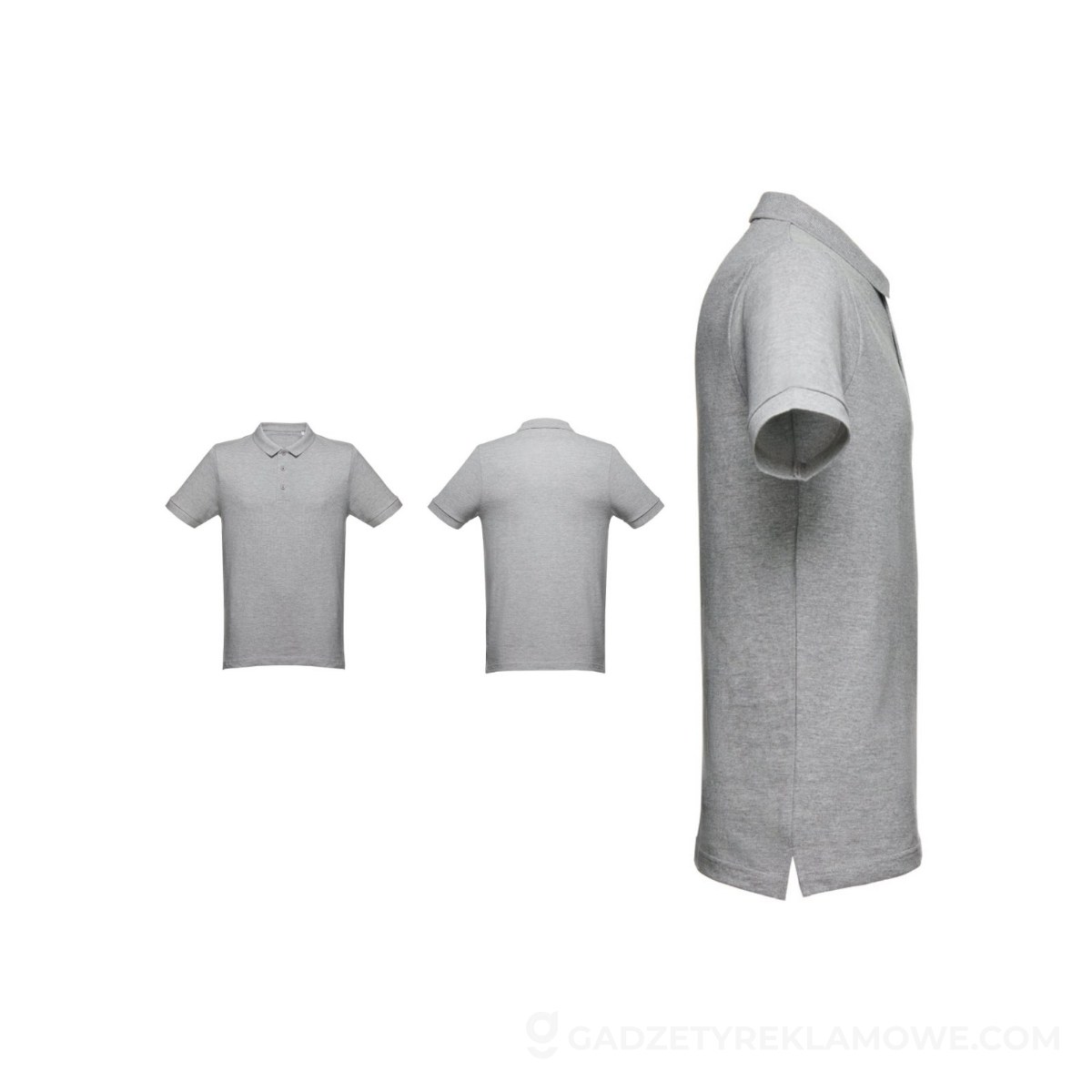 THC MONACO. Męski polo t-shirt - Jasnoszary melanż