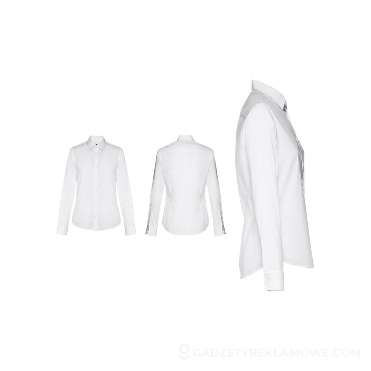 STR-30195-106-L-wariantu-watermark THC PARIS WOMEN WH. Popelinowa koszula z długim rękawem dla kobiet. Kolor biały - Biała