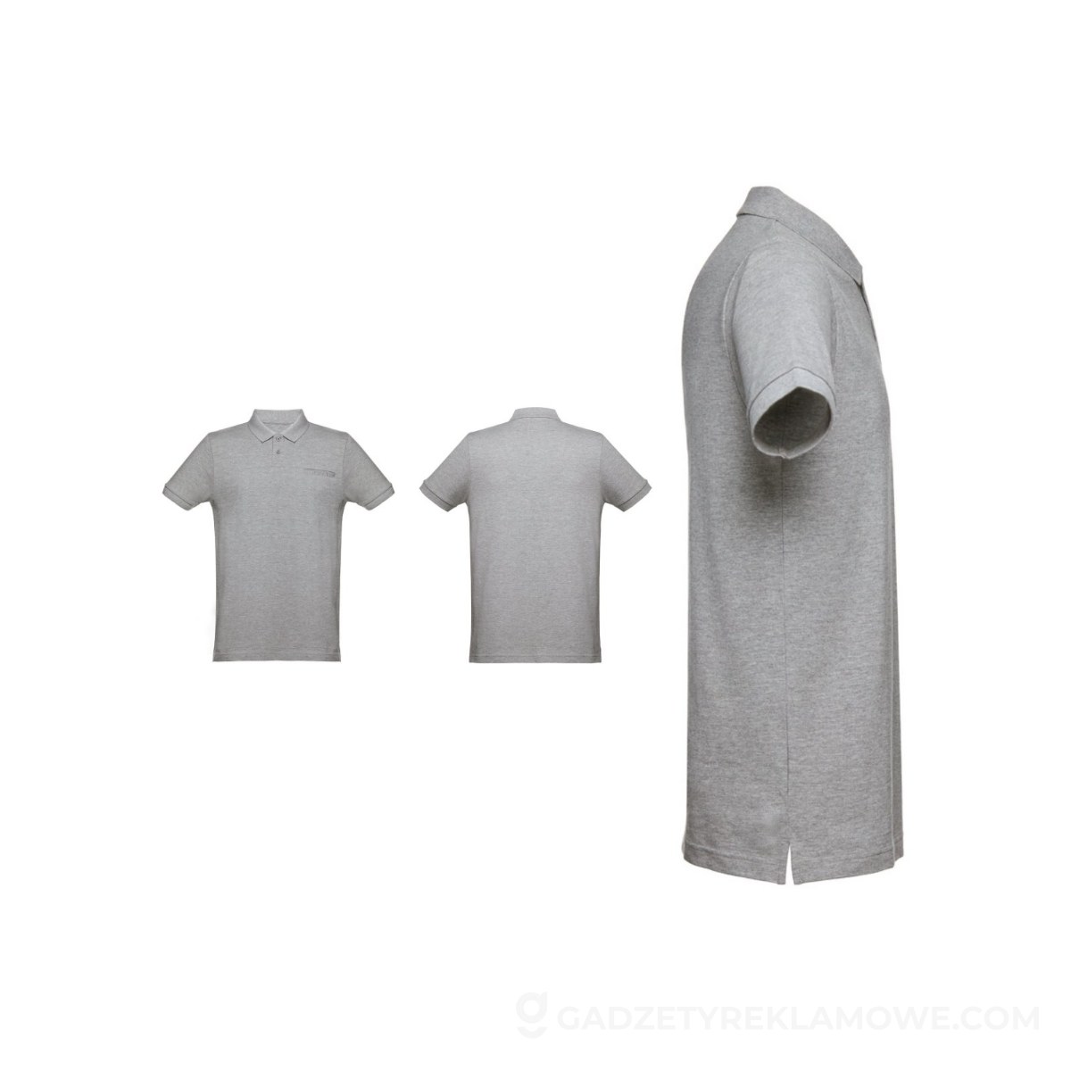 THC DHAKA. Męski polo t-shirt - Jasny szary melanż