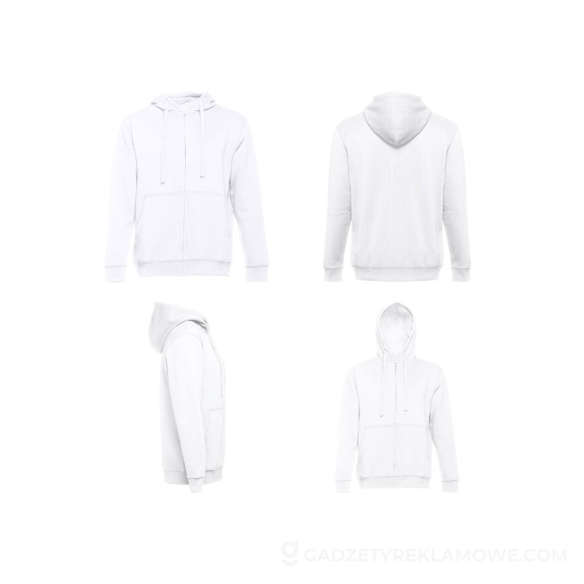 STR-30256-106-S-wariantu-watermark THC AMSTERDAM WH. Męska bluza z kapturem i pełnym zamkiem - Biały