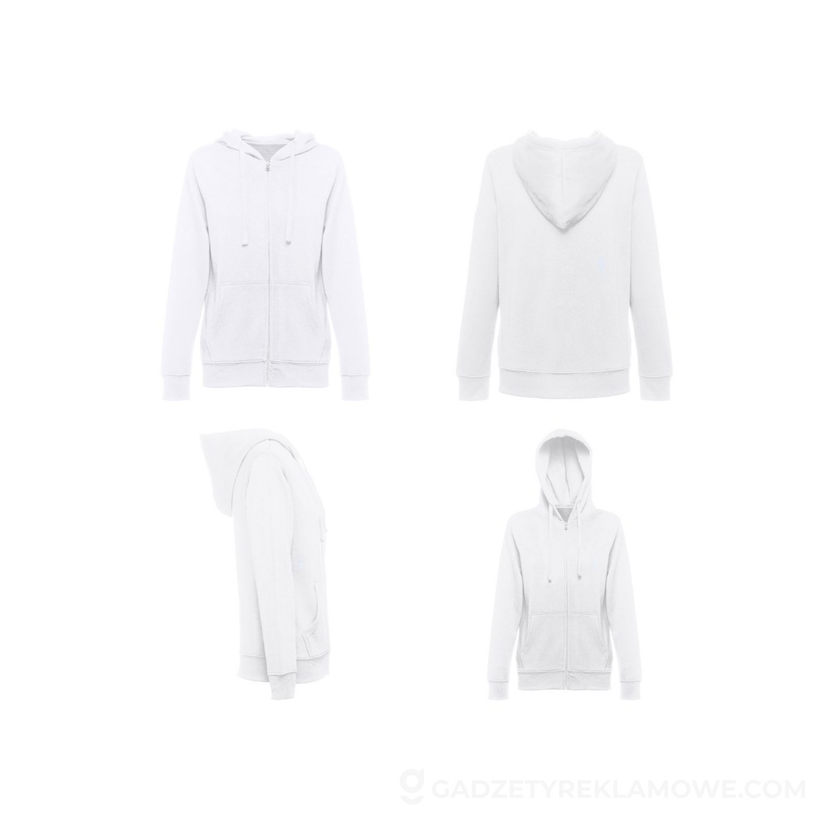 STR-30257-106-L-wariantu-watermark THC AMSTERDAM WOMEN WH. Bluza damska z kapturem i pełnym zamkiem - Biała