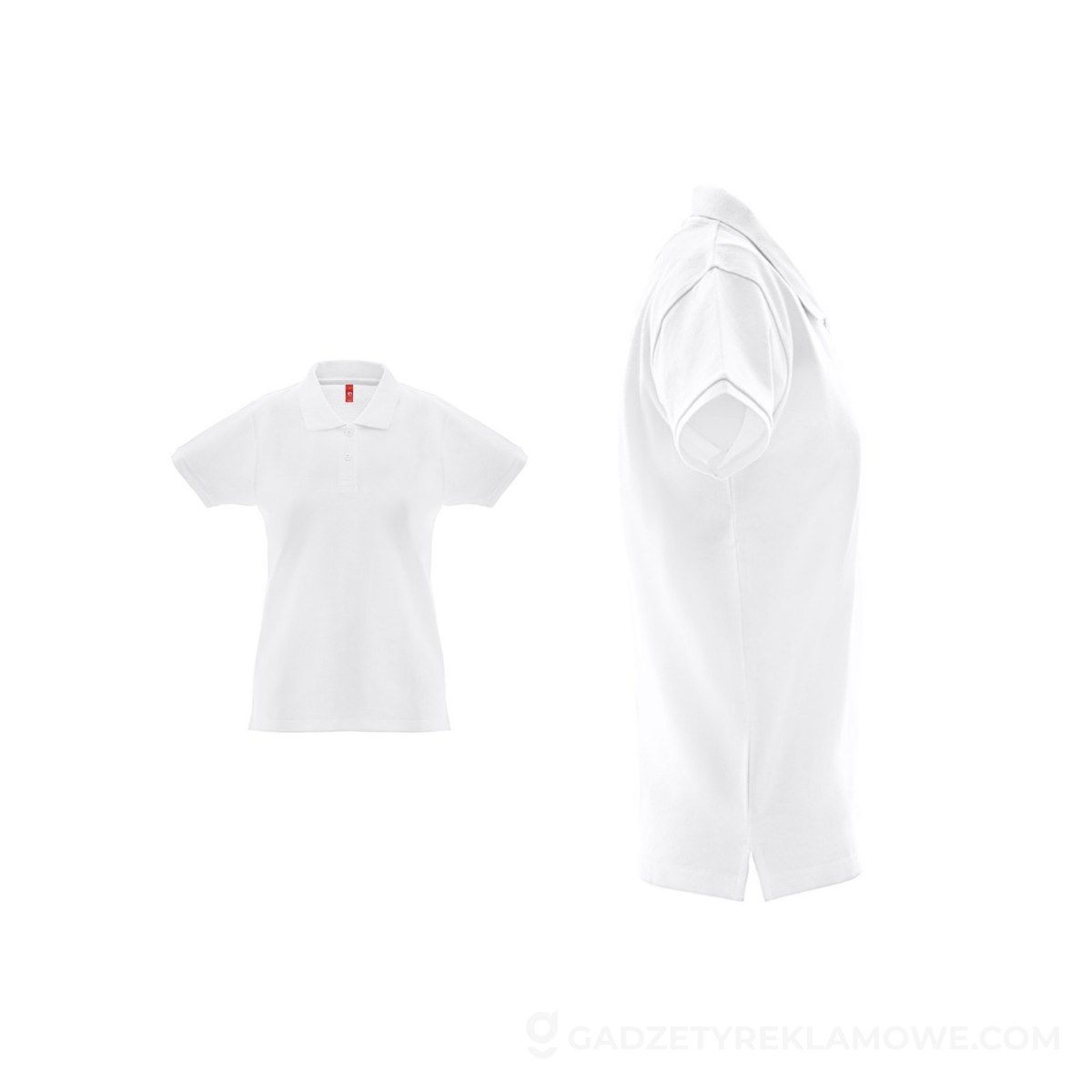 STR-30261-106-XL-wariantu-watermark THC MONACO WOMEN WH. Damska koszulka polo z krótkim rękawem z bawełny zgrzebnej - Biała