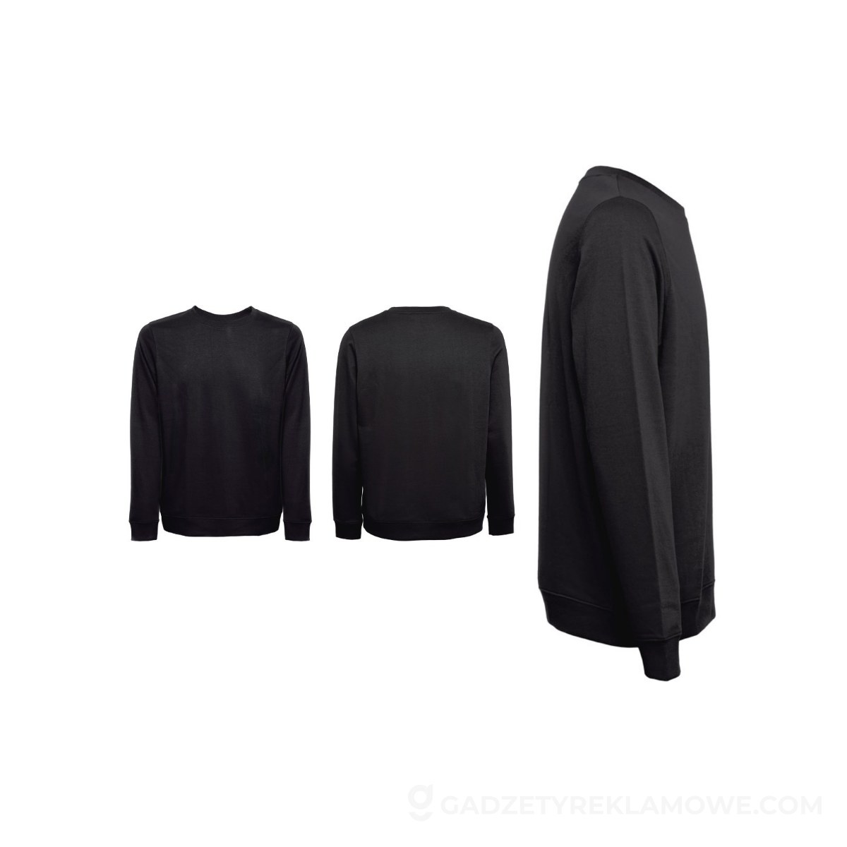 THC COLOMBO. Bluza (unisex) z włoskiego materiału frotte bez zapięcia - Czarna