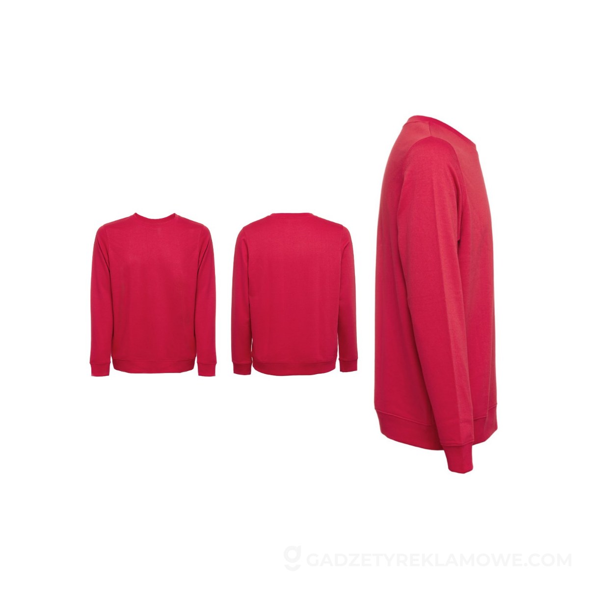 THC COLOMBO. Bluza (unisex) z włoskiego materiału frotte bez zapięcia - Czerwona