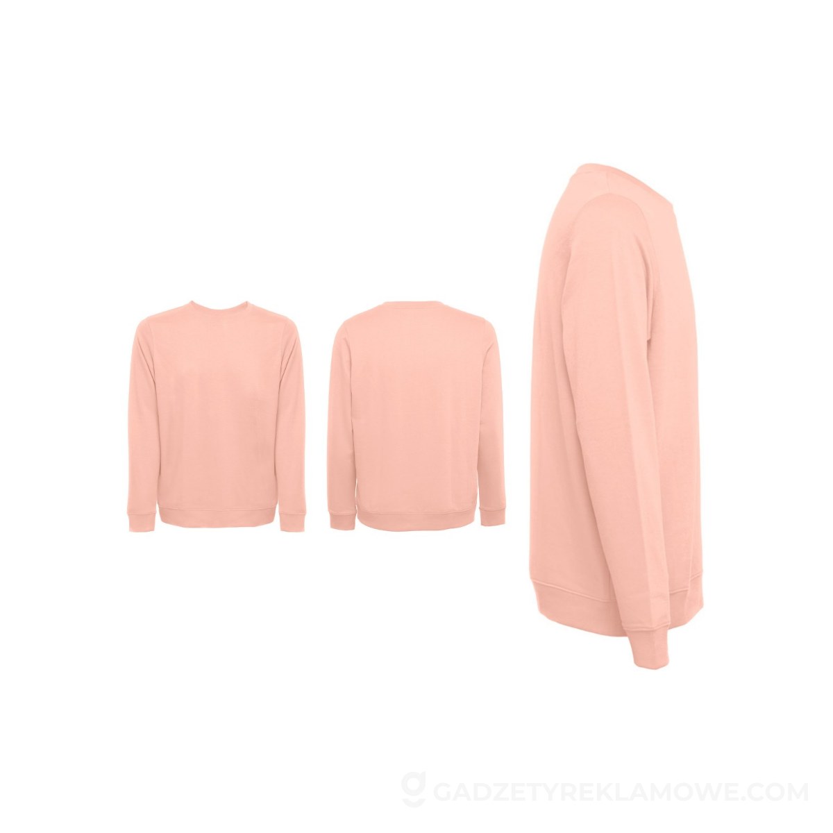 THC COLOMBO. Bluza (unisex) z włoskiego materiału frotte bez zapięcia - łososiowa