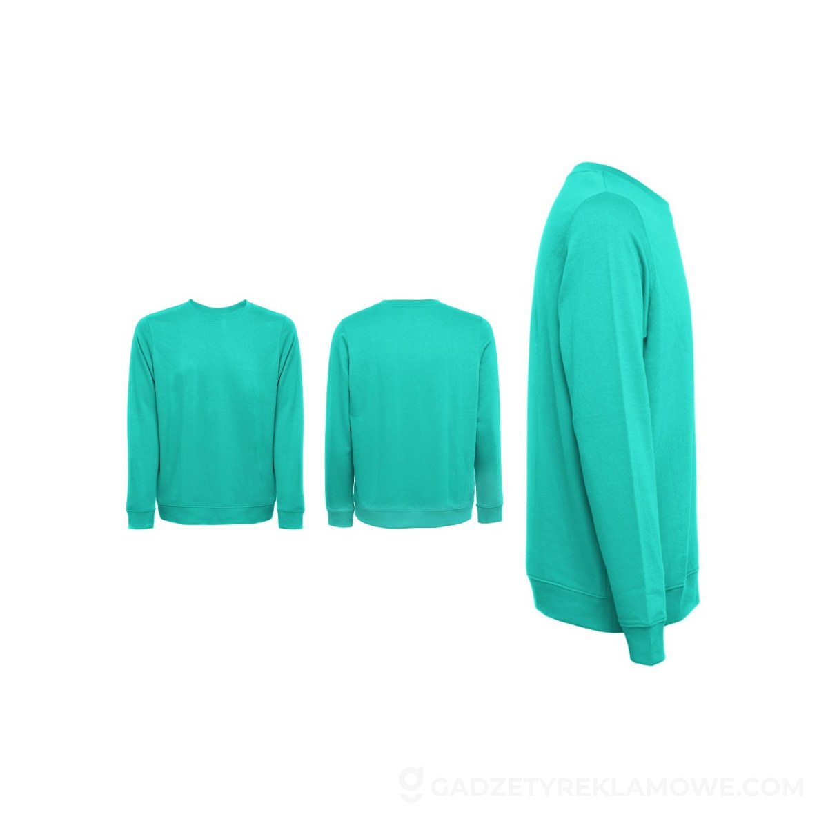THC COLOMBO. Bluza (unisex) z włoskiego materiału frotte bez zapięcia - Turkusowa zieleń