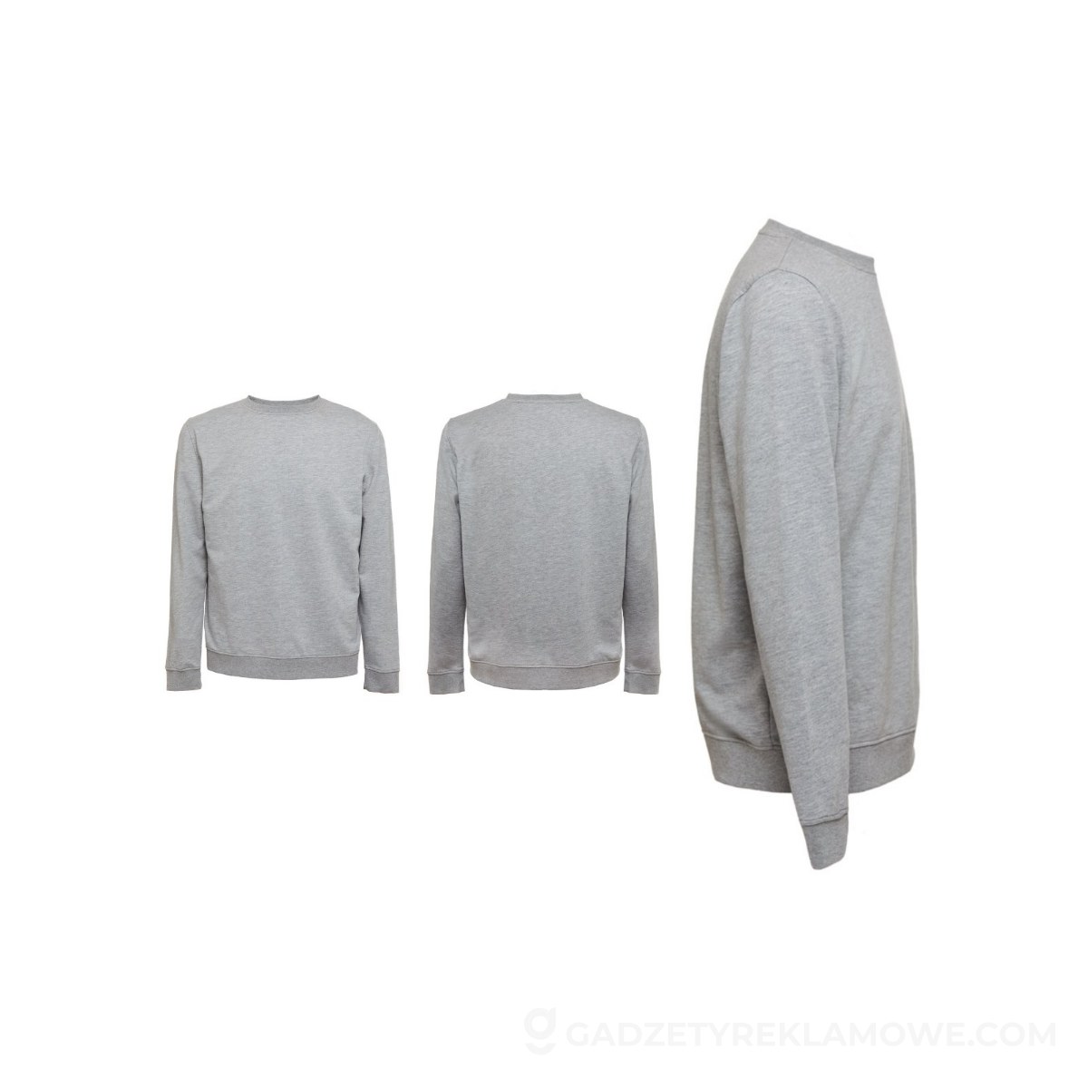 THC COLOMBO. Bluza (unisex) z włoskiego materiału frotte bez zapięcia - Jasny szary melanż