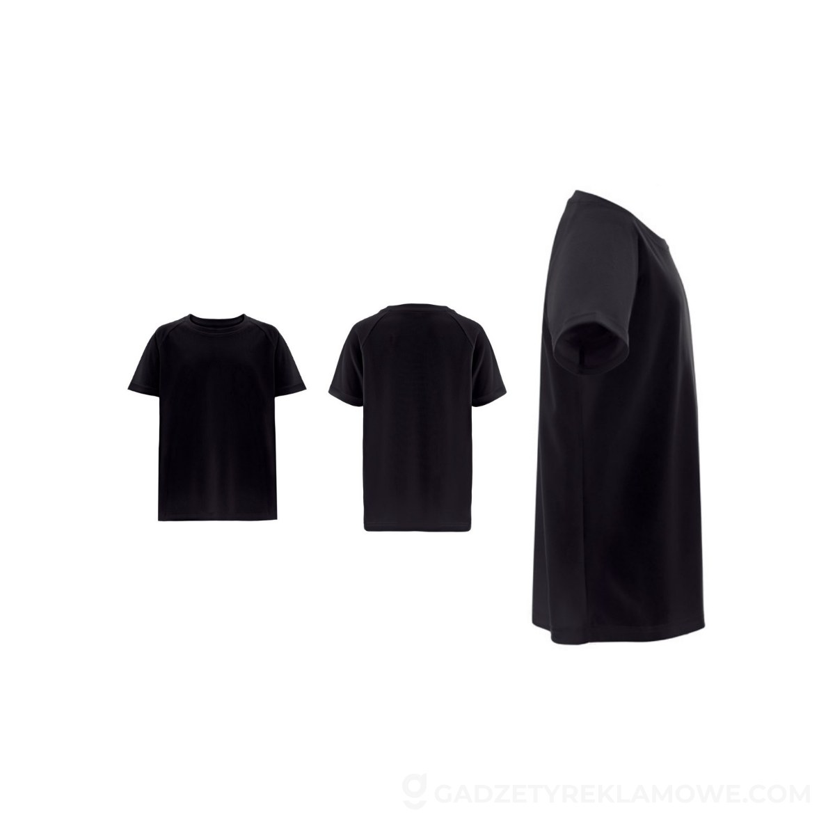 THC MOVE KIDS. T-shirt poliestrowy z krótkim rękawem dla dzieci - Czarny