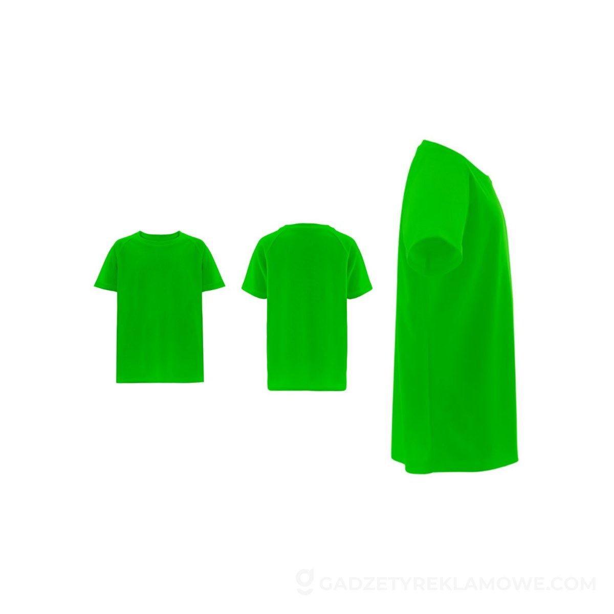 THC MOVE KIDS. T-shirt poliestrowy z krótkim rękawem dla dzieci - Limonkowy zielony