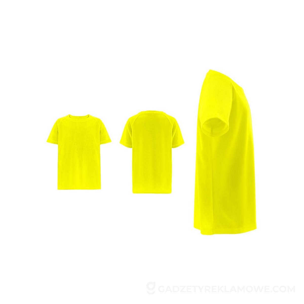 THC MOVE KIDS. T-shirt poliestrowy z krótkim rękawem dla dzieci - Fluorescencyjny żółty