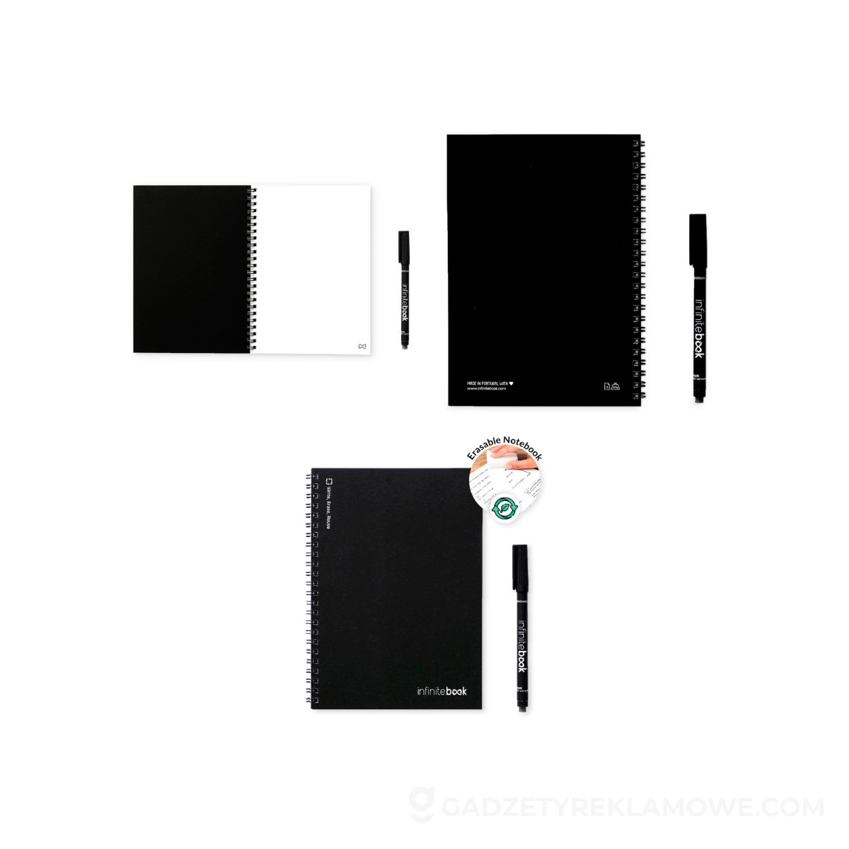 INFINITEBOOK PLAIN A5. Infinitebook z elastyczną okładką i 15 zwykłymi stronami do tablicy - Czarny