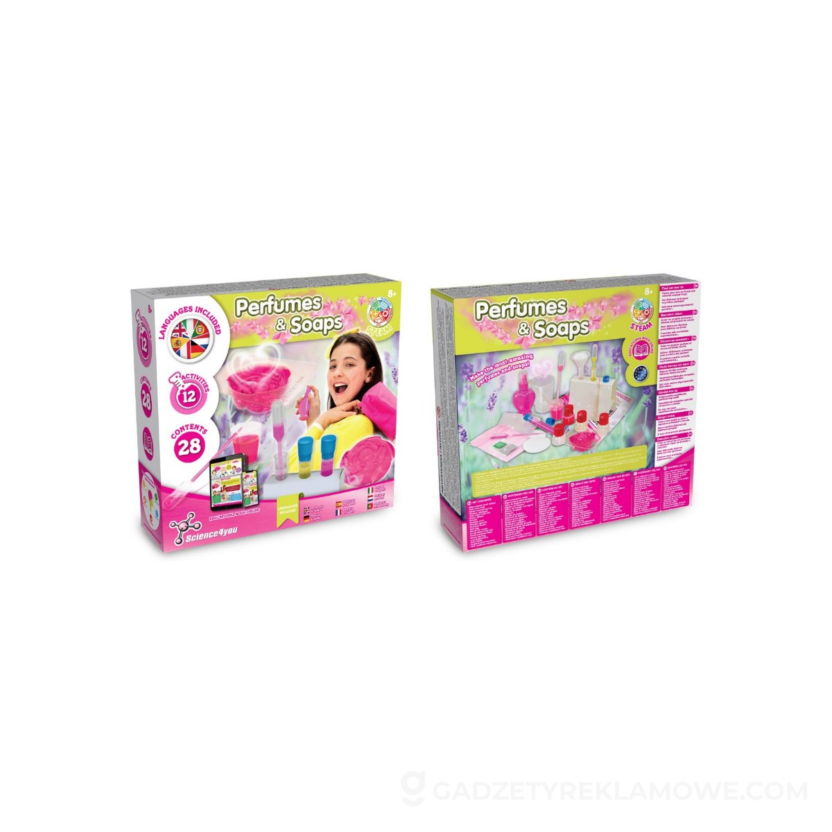 Perfume & Soap Factory Kit IV. Gra edukacyjna dostarczany z torebką prezentową z włókniny (80 g/m²) - Różowa