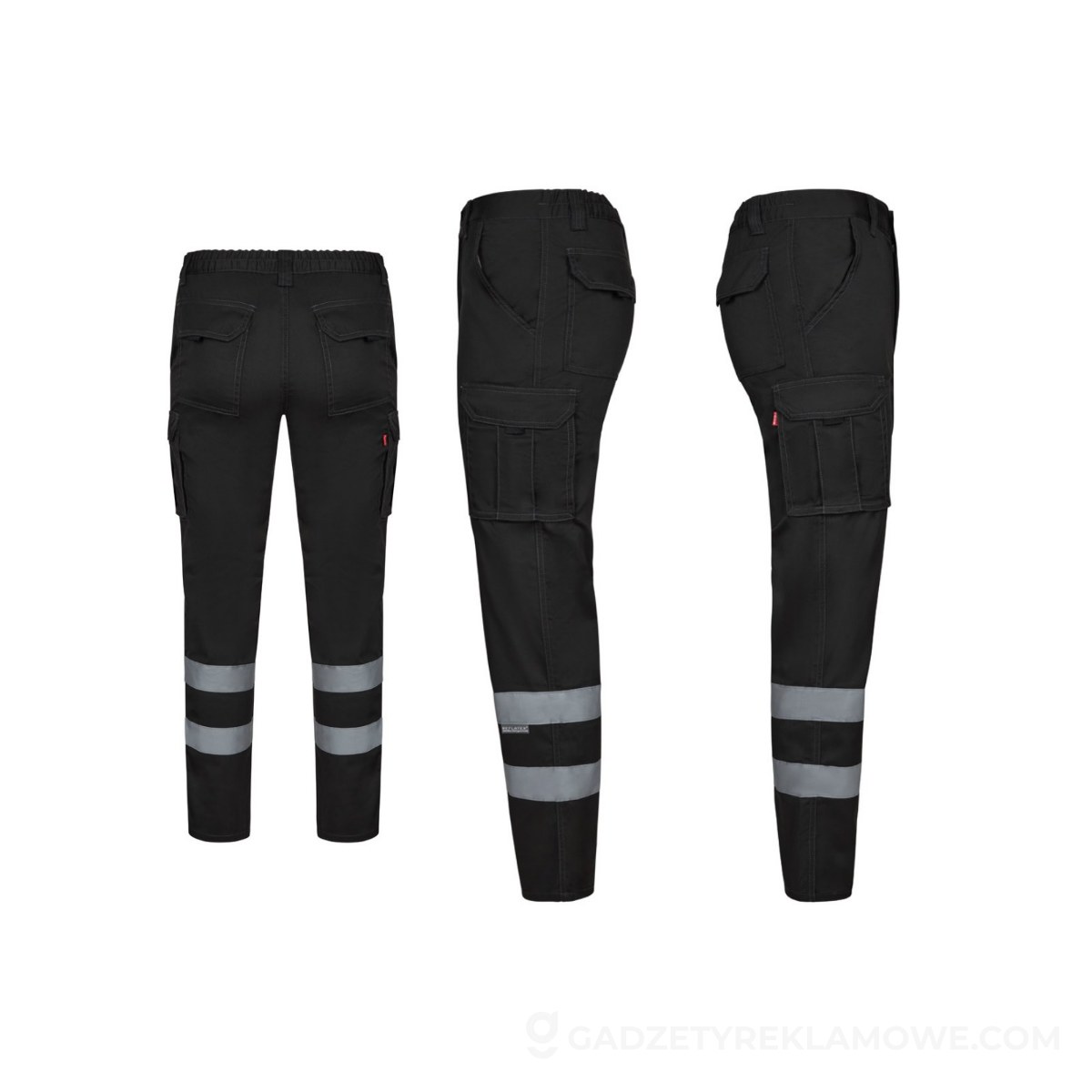 VL DIONYSUS. Elastyczne spodnie z wieloma kieszeniami (240 g/m²), z bawełny (46%), EME (38%) i poliestru (16%) - Czarne