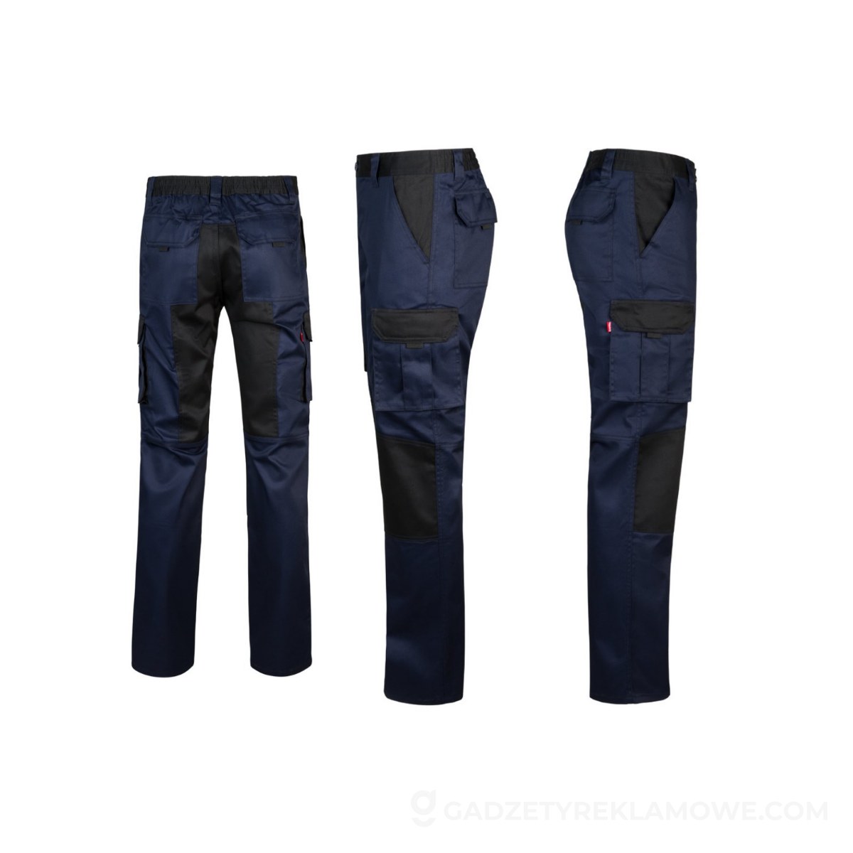 STR-36029-104-38-wariantu-watermark VL NJORD. Dwukolorowe spodnie diagonalne z wieloma kieszeniami (200 g/m²), z bawełny (35%) i poliestru (65%) - Granatowe