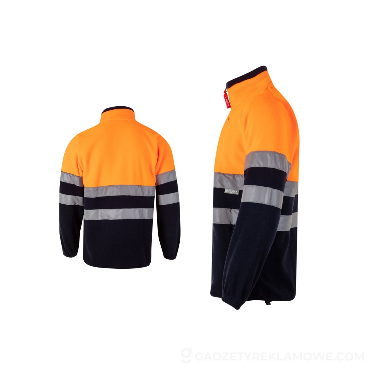 STR-36073-214-2XL-wariantu-watermark VL EROS. Dwukolorowa kurtka polarowa (280 g/m²), poliester (100%) - Granatowa/Pomarańczowa