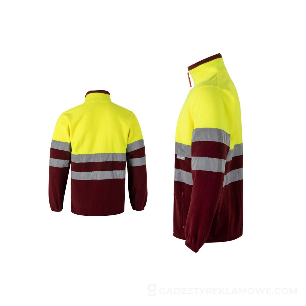 VL EROS LARGE. Dwukolorowa kurtka polarowa (280 g/m²), poliester (100%) - Burgund/Żółta