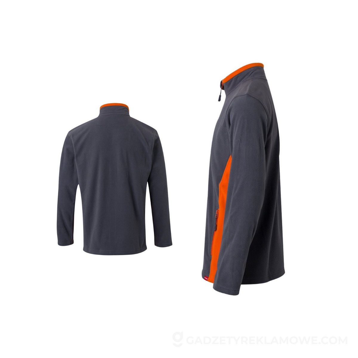 STR-36079-217-M-wariantu-watermark VL GERAS. Dwukolorowa kurtka polarowa (220 g/m²) z poliestru (100%) - Szara/Pomarańczowa