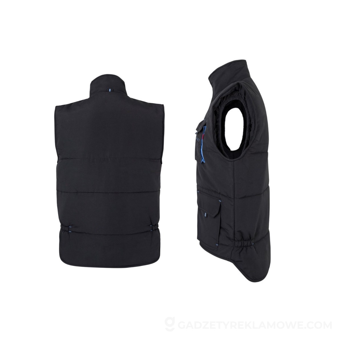 STR-36082-223-XL-wariantu-watermark VL NERGAL. Wyściełana kamizelka z wieloma kieszeniami (220 g/m²), poliester (100%) - Czarna/Błękitna