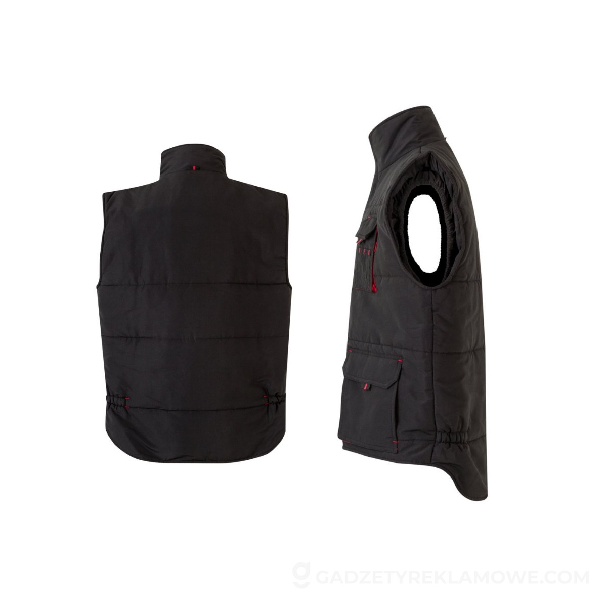 STR-36082-233-M-wariantu-watermark VL NERGAL. Wyściełana kamizelka z wieloma kieszeniami (220 g/m²), poliester (100%) - Czarna/Czerwona