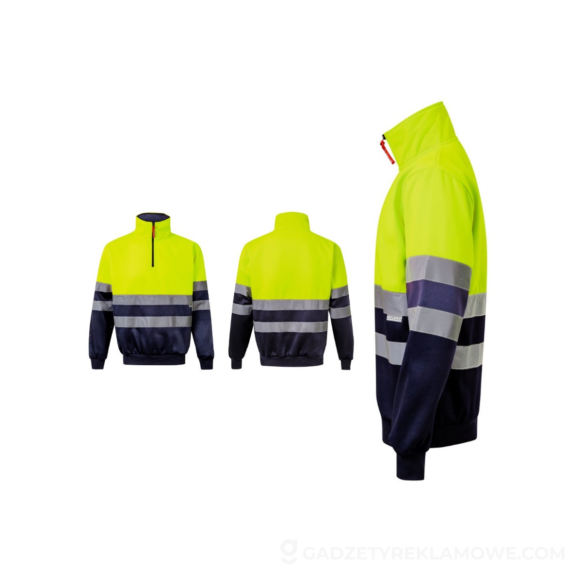 VL THOR. Dwukolorowa bluza (300 g/m²) z polaru poliestrowego (100%) - Granatowa/Żółta