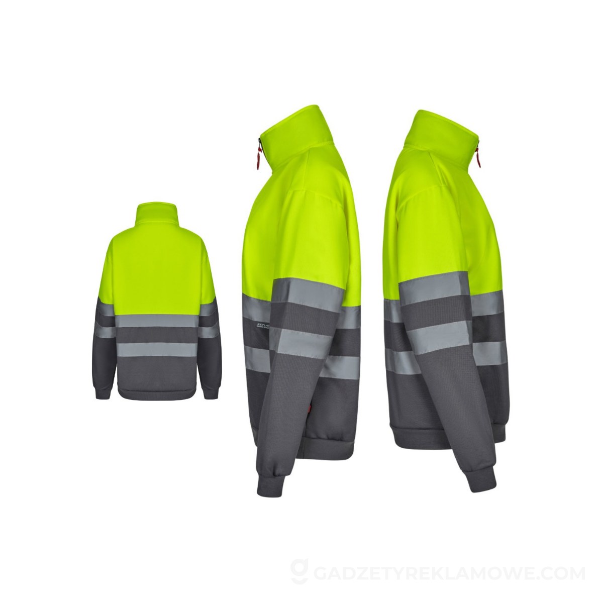 VL THOR. Dwukolorowa bluza (300 g/m²) z polaru poliestrowego (100%) - Szaro/Żółta