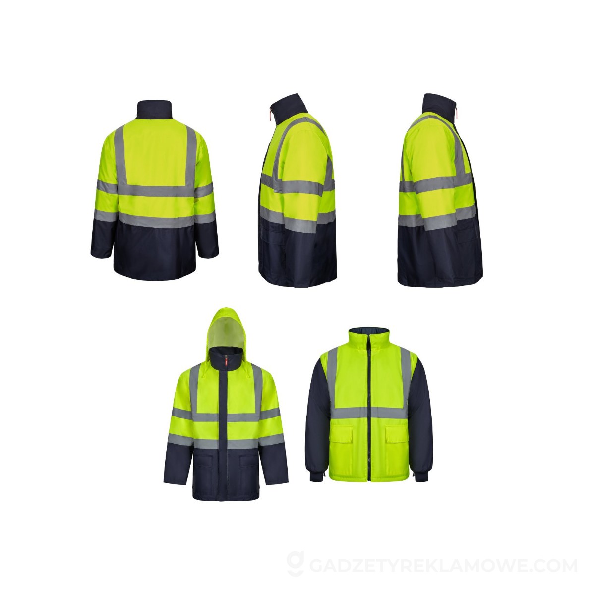 VL JUNO LARGE. Dwukolorowa kurtka 4 w 1 (180 g/m²) z poliestru (100%) z powłoką PU - Granatowa/Żółta
