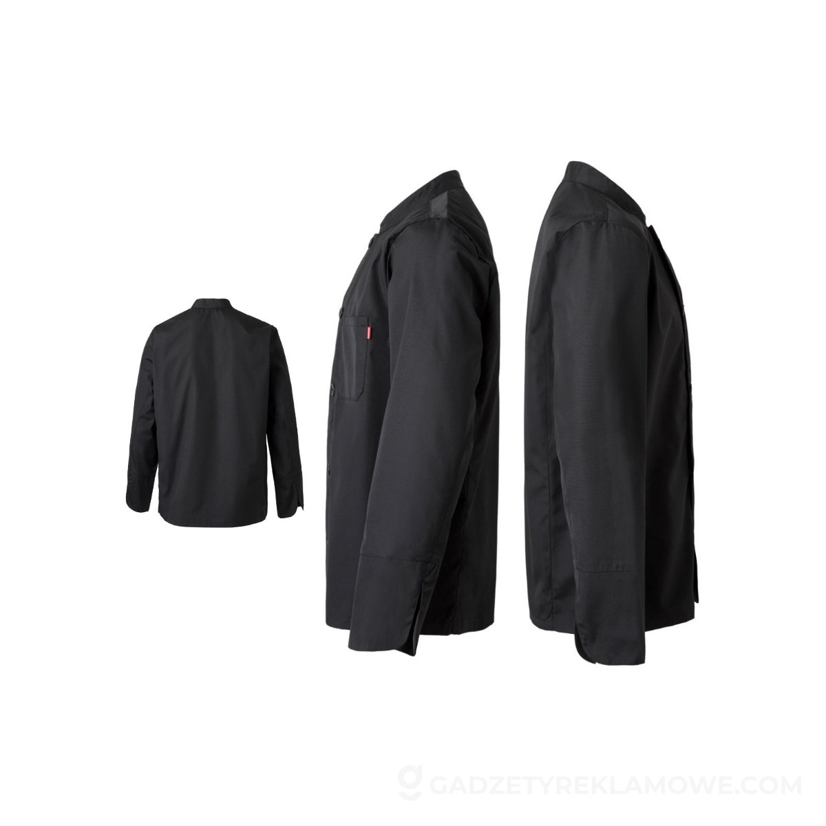 VL KALI. Bluza kuchenna z długim rękawem (175 g/m²), z bawełny (35%) i poliestru (65%) - Czarna