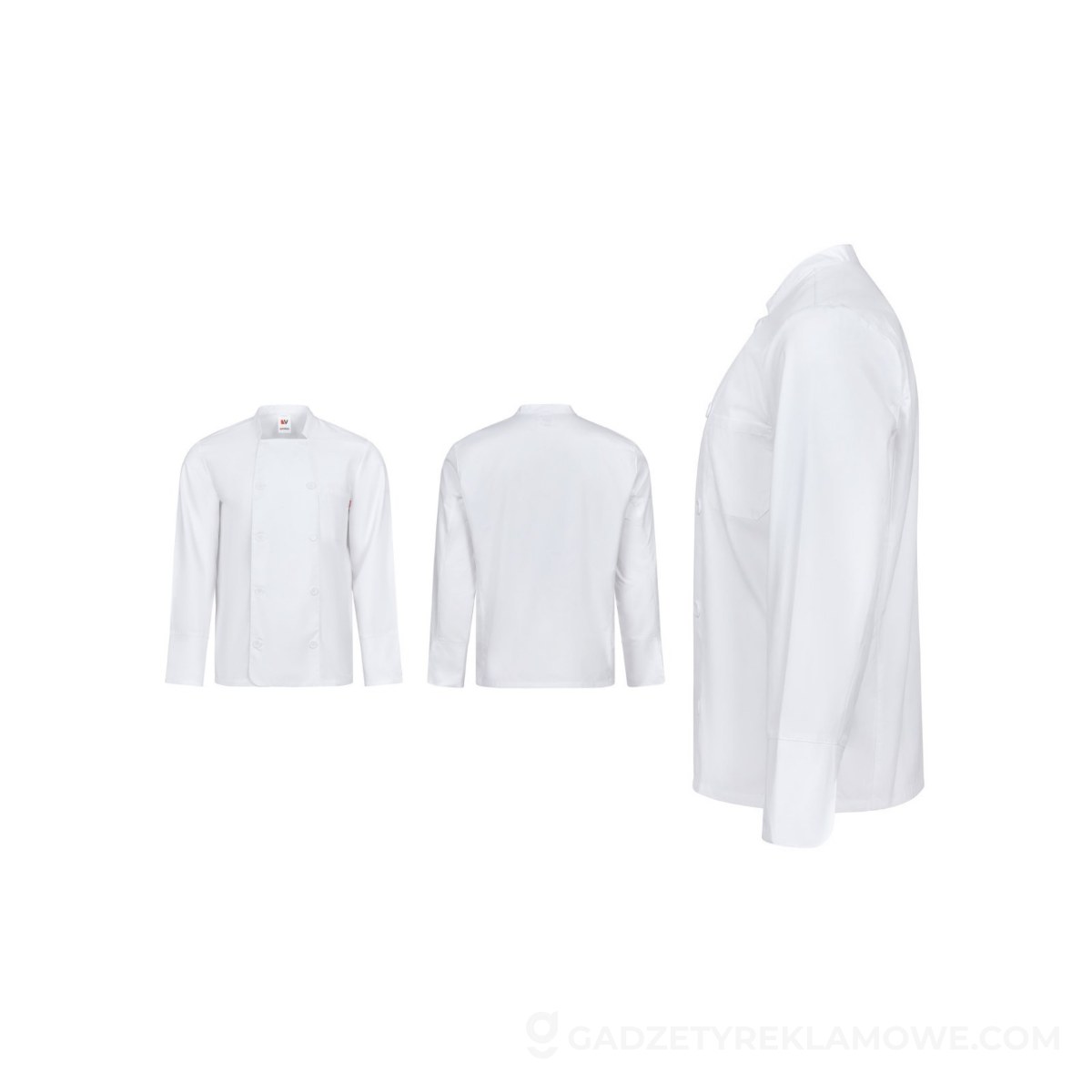 VL KALI. Bluza kuchenna z długim rękawem (175 g/m²), z bawełny (35%) i poliestru (65%) - Biała