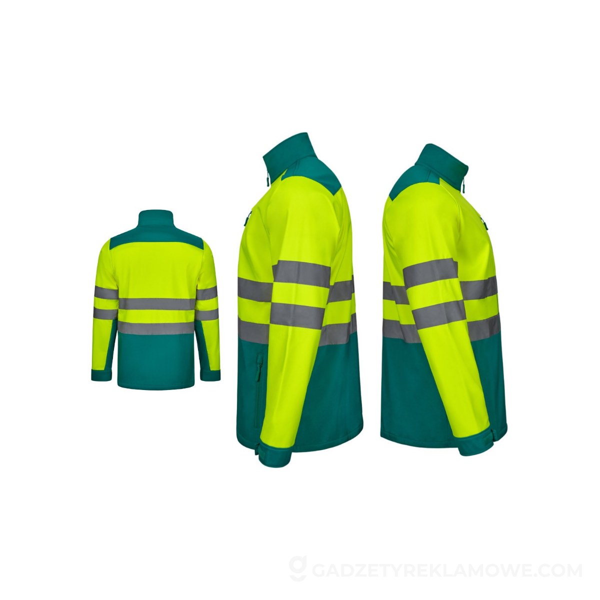VL HESTIA LARGE. Dwukolorowa kurtka soft shell (280 g/m²), z polarową podszewką i membraną TPU, z poliestru (96%) i elastanu (4%) - Zielona/Żółta