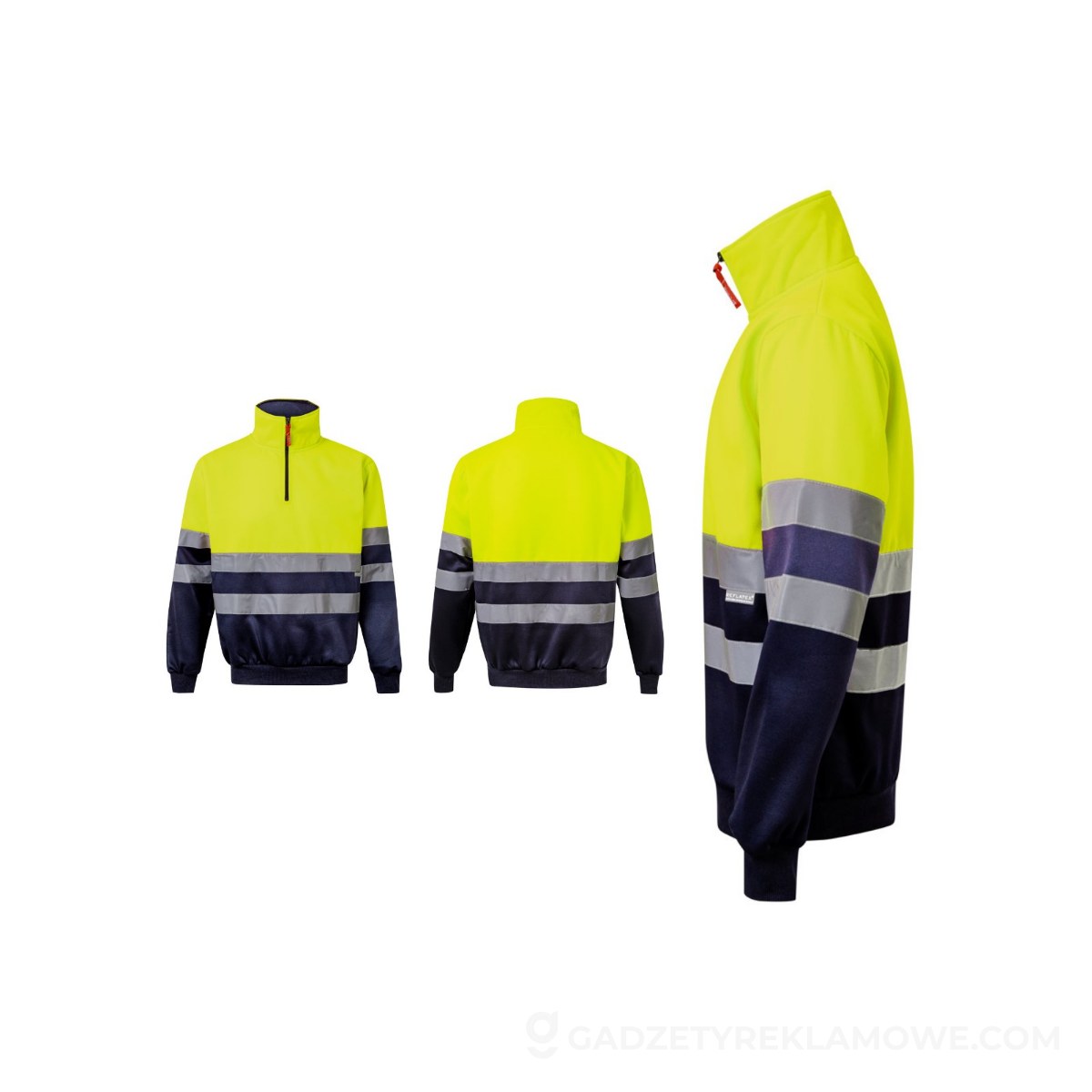 VL THOR LARGE. Dwukolorowa bluza (300 g/m²) z poliestrowego polaru (100%) - Granatowa/Żółta