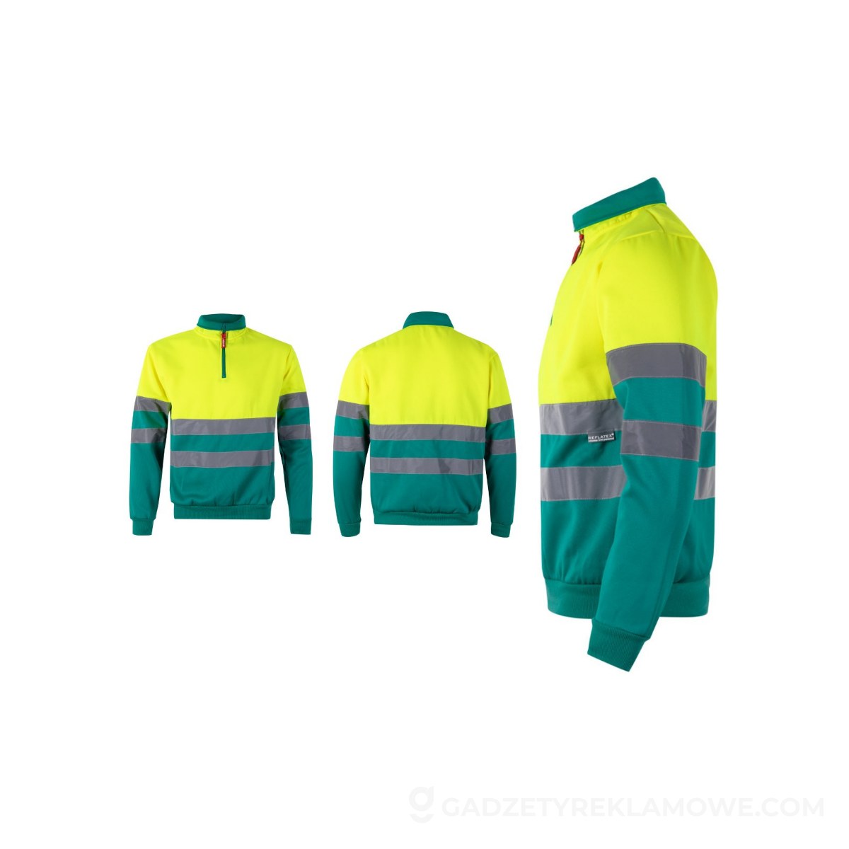 VL THOR LARGE. Dwukolorowa bluza (300 g/m²) z poliestrowego polaru (100%) - Zielona/Żółta