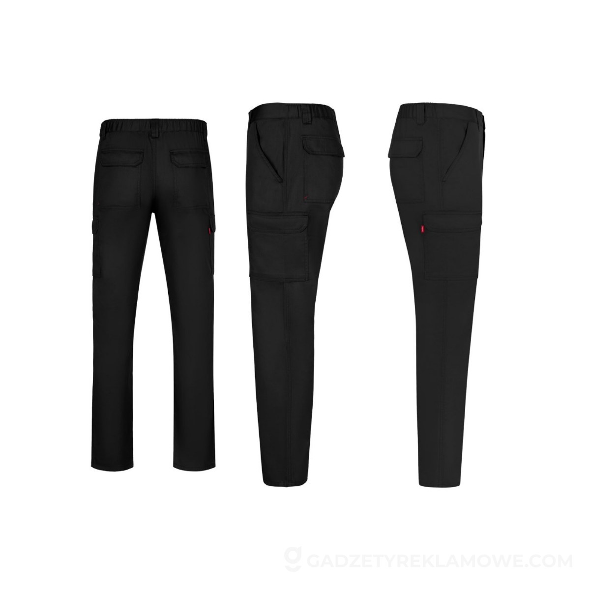 VL HERMES. Spodnie z wieloma kieszeniami (190 g/m²) - Czarne
