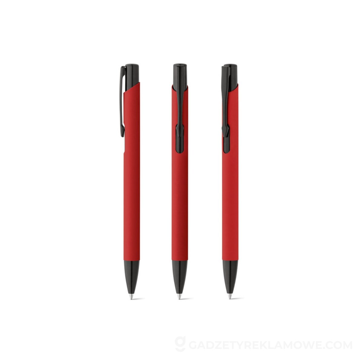 STR-81140-105-wariantu-watermark POPPINS. Aluminiowy długopis o gumowym wykończeniu - Czerwony
