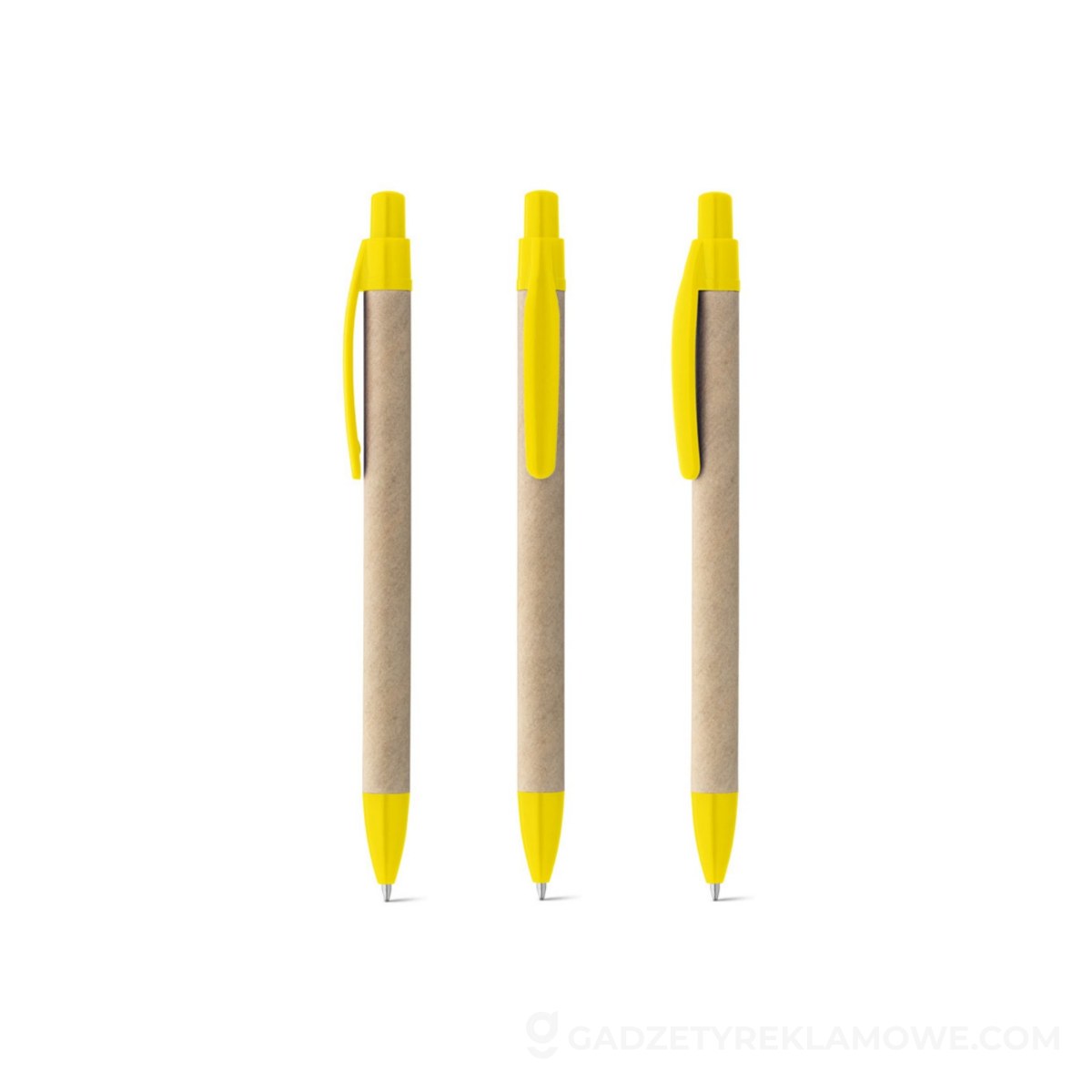 STR-91628-108-wariantu-watermark Długopis Remi z papieru kraft z klipsem - żółty