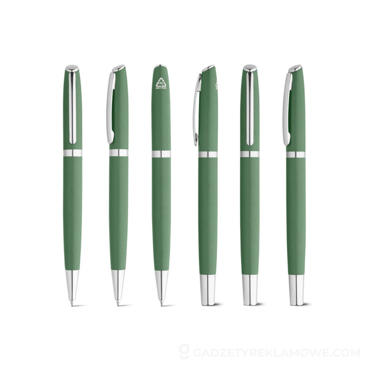 STR-91778-109-wariantu-watermark RE-LANDO-SET. Zestaw długopis i pióro kulkowe z korpusem wykonanym w aluminium pochodzącego z recyklingu (100% rAL) - zielony