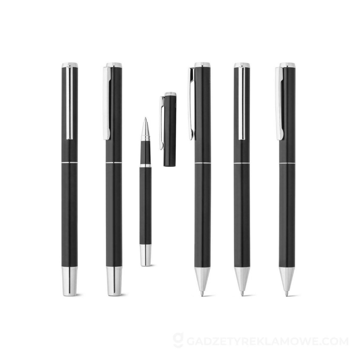 STR-91782-103-wariantu-watermark LEAH. Zestaw pióra kulkowego i długopisu z aluminium pochodzącego (94% rAL) z klipsem - Czarny
