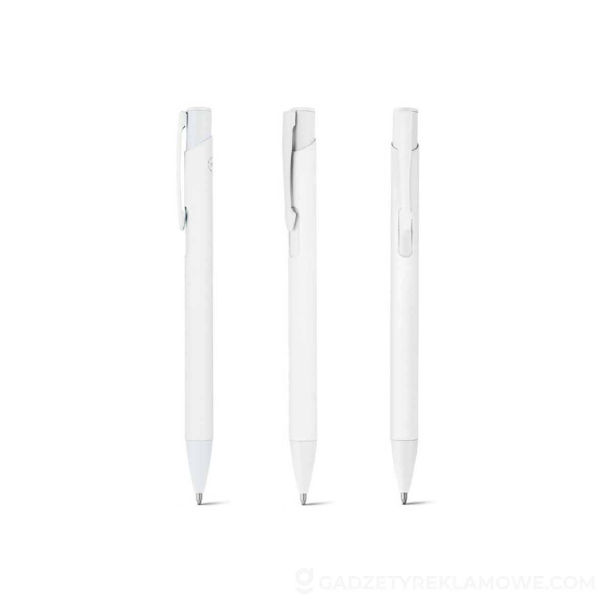 CLINT. Pióro kulkowe z recyklingowanego aluminium (100% rAL) z gumowym wykończeniem - Białe