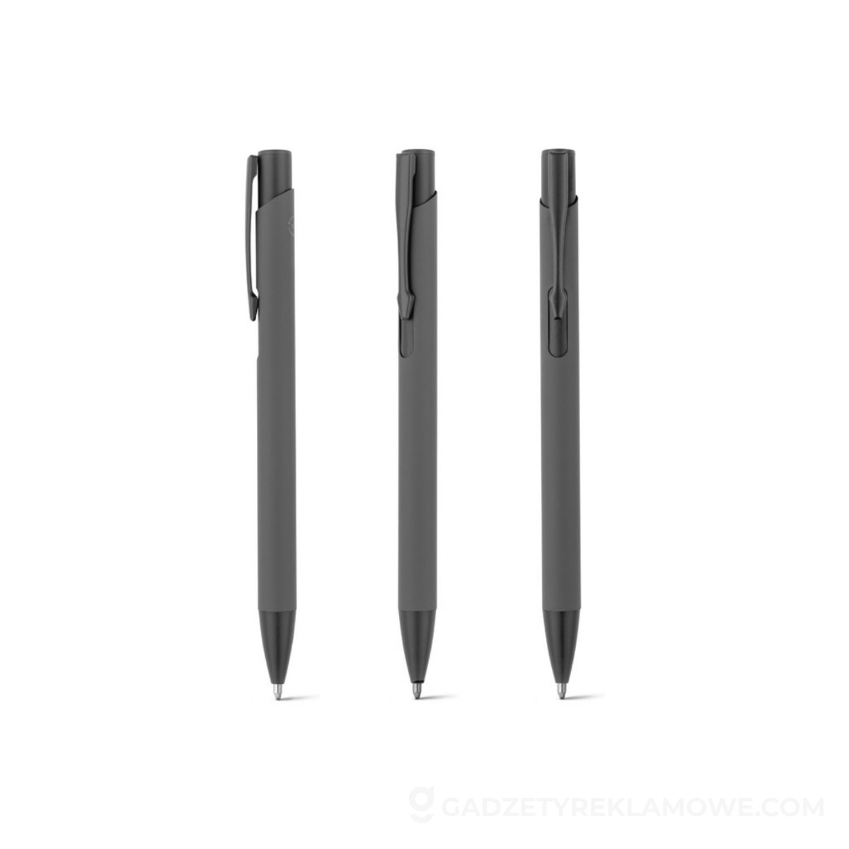 STR-91944-113-wariantu-watermark CLINT. Pióro kulkowe z recyklingowanego aluminium (100% rAL) z gumowym wykończeniem - Szare