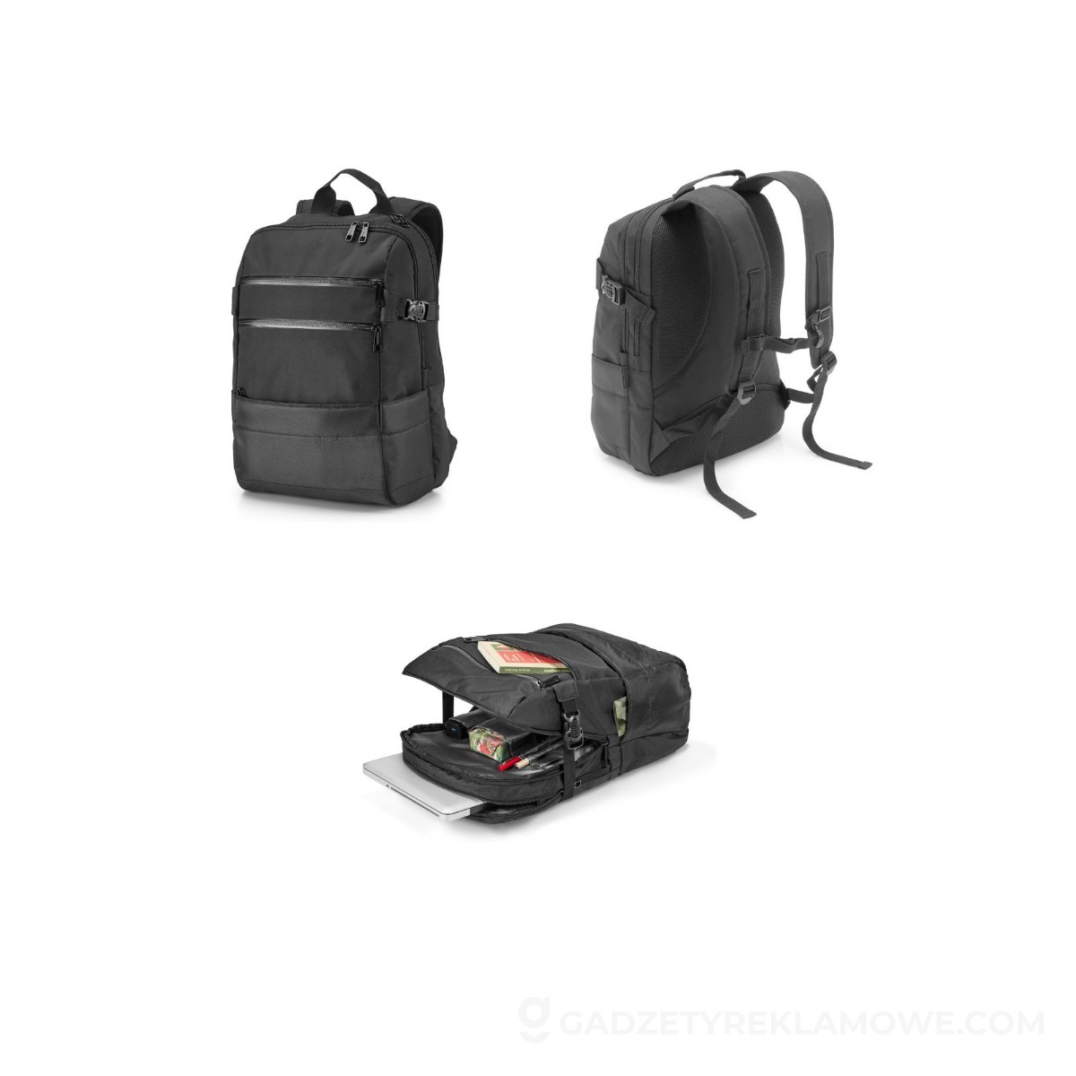 STR-92280-103-wariantu-watermark ZIPPERS BPACK. Plecak na laptopa 15.6'' z żakardu 840D i 300D - czarny