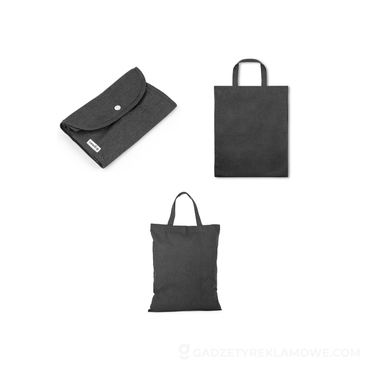 SIENA. Składana torba z bawełny (50%), bawełny z recyklingu (30%) i poliestru (20% rPET) (140 g/m²) - Czarna