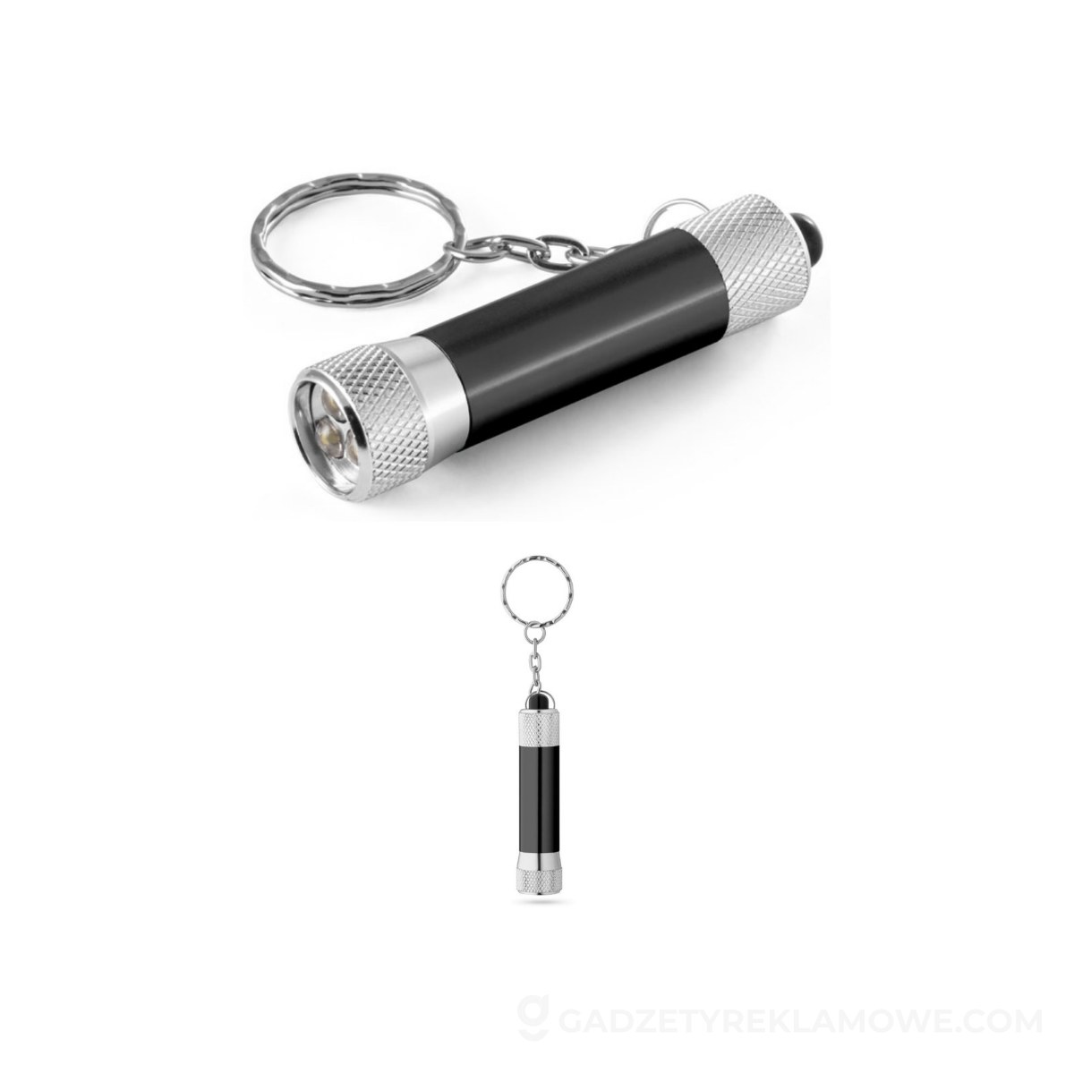 LERGAN. Aluminiowy brelok z latarką 3 LED - Czarny