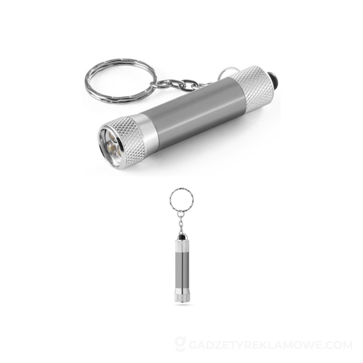 LERGAN. Aluminiowy brelok z latarką 3 LED - Stalowy