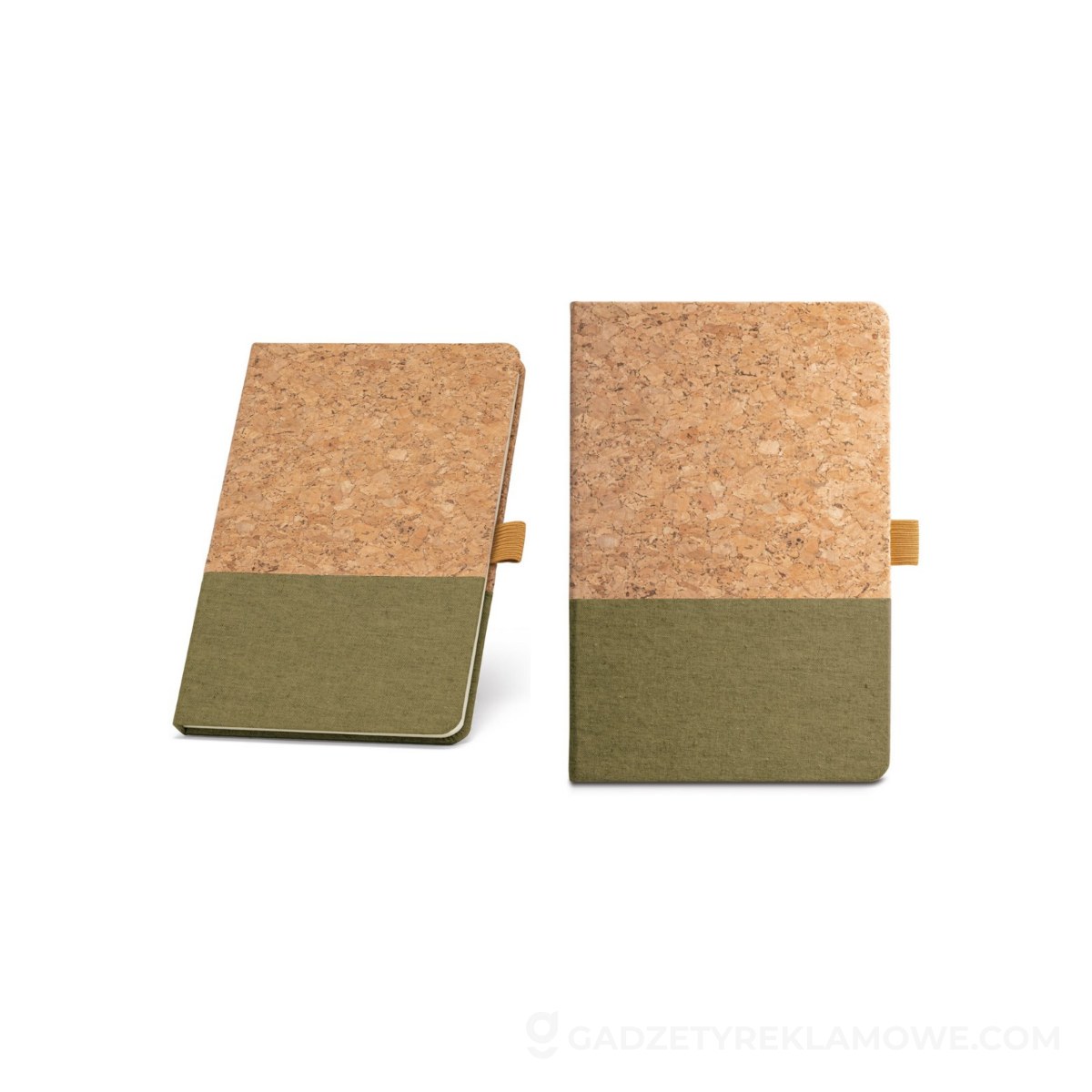 KLEE. Notatnik A5 z korka i płótna z kartkami w linie - Ciemnozielony