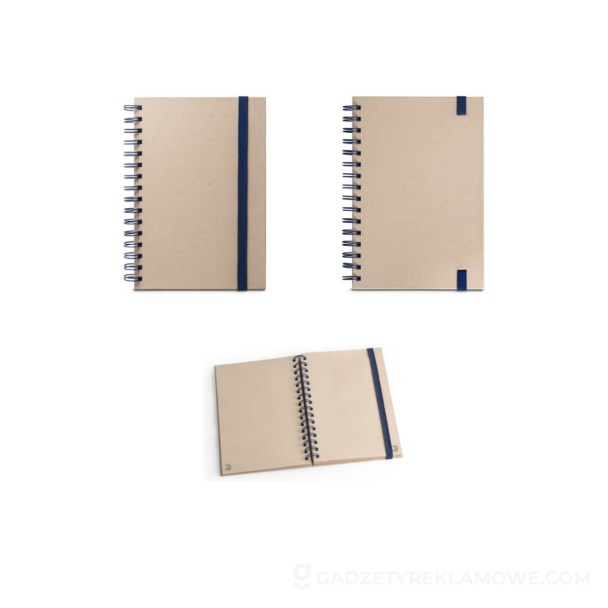 STR-93287-104-wariantu-watermark PROUST. Notatnik A5 z ringami, twarda okładka, wykonany z papieru z trzciny cukrowej (80% trzciny cukrowej) z gładkich kartek - granatowy