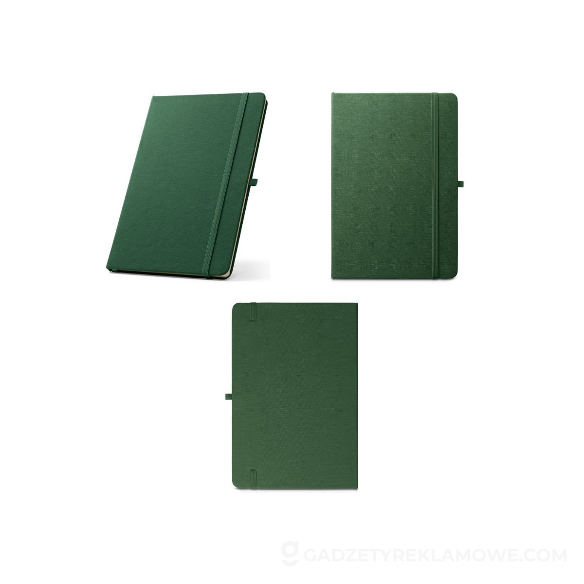 STR-93297-129-wariantu-watermark ANNE. Notatnik A5 z poliestru z recyklingu (100% rPET) z kartkami w linie - Ciemnozielony